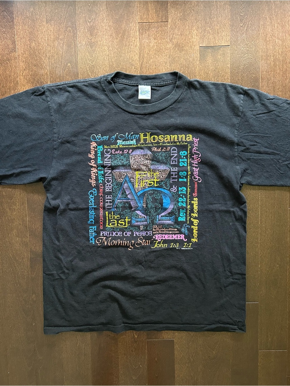 Vintage Jesus Biblical Bible Verse Graphic Tee 1992 Christian God Shirt